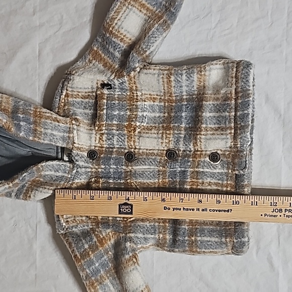 baby b'gosh Baby 3 Month Brown Plaid 2 Pockets Hooded Lined Button Front Jacket - Picture 12 of 14